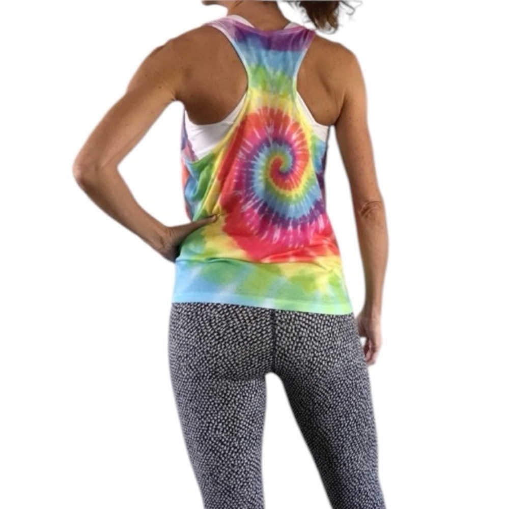 OP Ocean Pacific Rainbow Tie Dye Racerback Tank Top Swing Tee